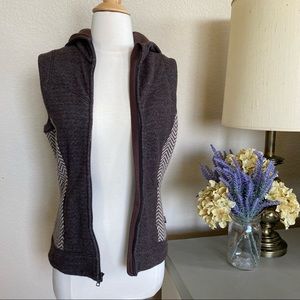PRANA MAURA WOOL full zip vest hooded chevron jacket